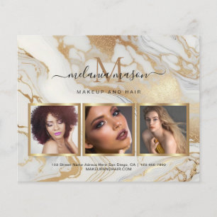 White Gold Marble Makeup Artist Photo Elegant Flye Flyer