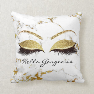 White Gold Marble Makeup Lashes Hello Gorgeous Cushion