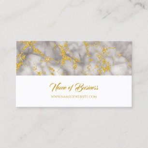 White Gold Marble Script Design Business Card