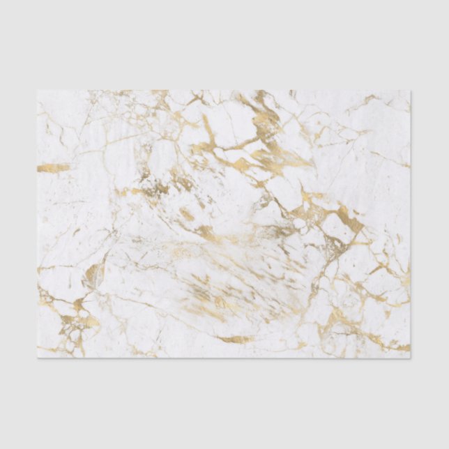 White & Gold Marble Tissue Paper (Front)