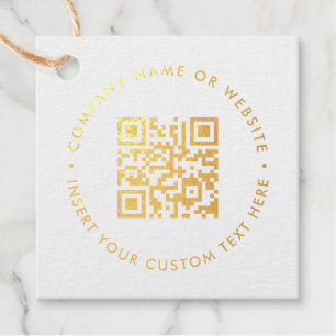 White Gold Minimal QR Elegant Favour Tag Design