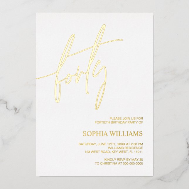 White & Gold Minimalist 40th Birthday (Front)