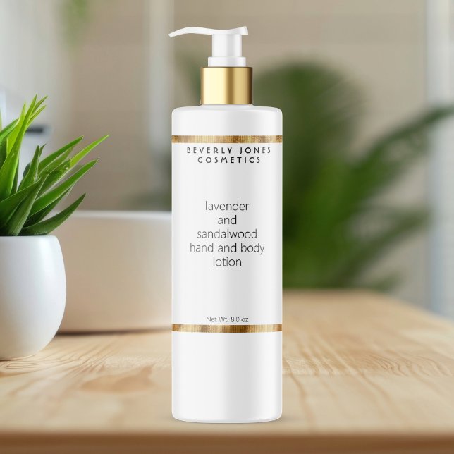 White & gold minimalist cosmetics bottle label (Creator Uploaded)