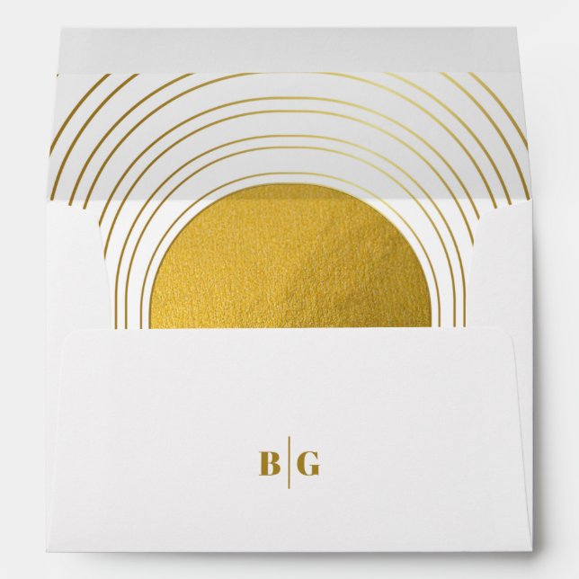 White & Gold Modern 5x7 Wedding Invitation Envelope (Back (Bottom))