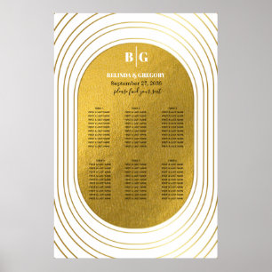 White & Gold Modern Arch Wedding Seating Chart