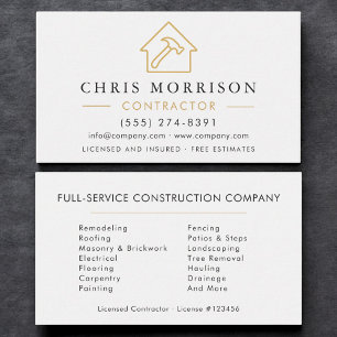 White Gold Modern Building Construction  Business Card