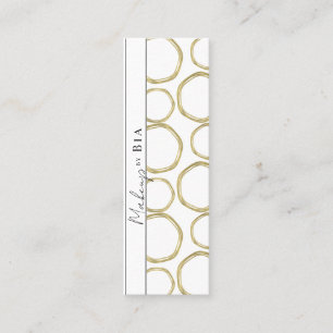 White & Gold Modern Glam Elegant Circles Mini Business Card
