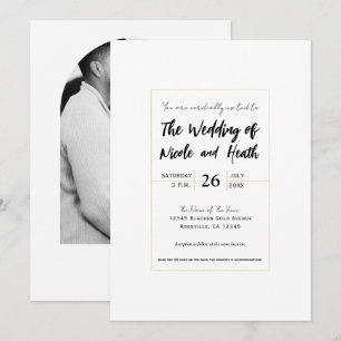 White & Gold Modern Minimal Elegant Wedding Invitation