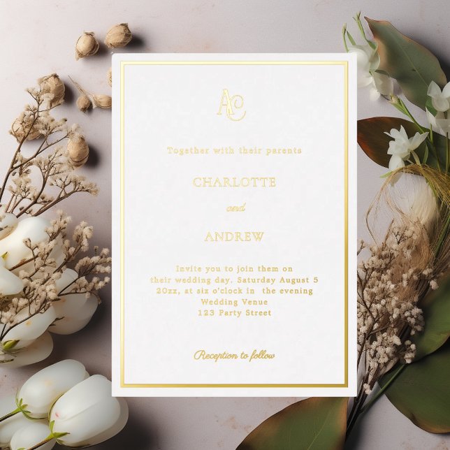 White gold modern monogram luxury wedding (Creator Uploaded)