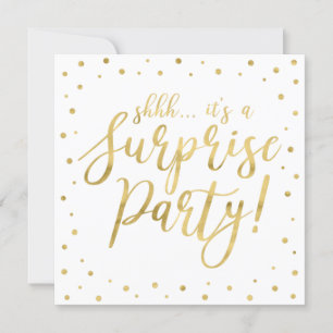White & Gold   Modern Surprise Retirement Party Invitation