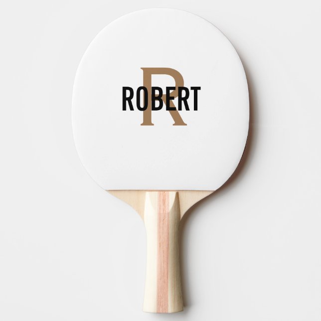 White gold monogram name  ping pong paddle (Front)