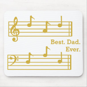 WHITE GOLD MUSIC NOTES BEST DAD EVER TREBLE BASS MOUSE PAD