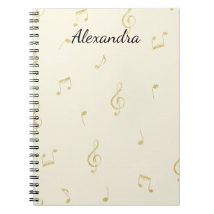 White Gold Music Notes   Notebook