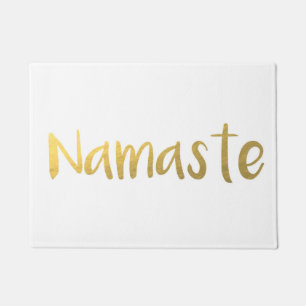 White & Gold Namaste Floor Mat