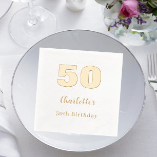 White gold name elegant birthday party foil napkins