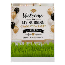 White Gold Nursing Graduation Welcome Sign Class o
