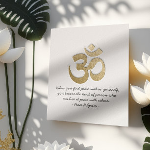 White & Gold OM Symbol YOGA Meditation Instructor Poster