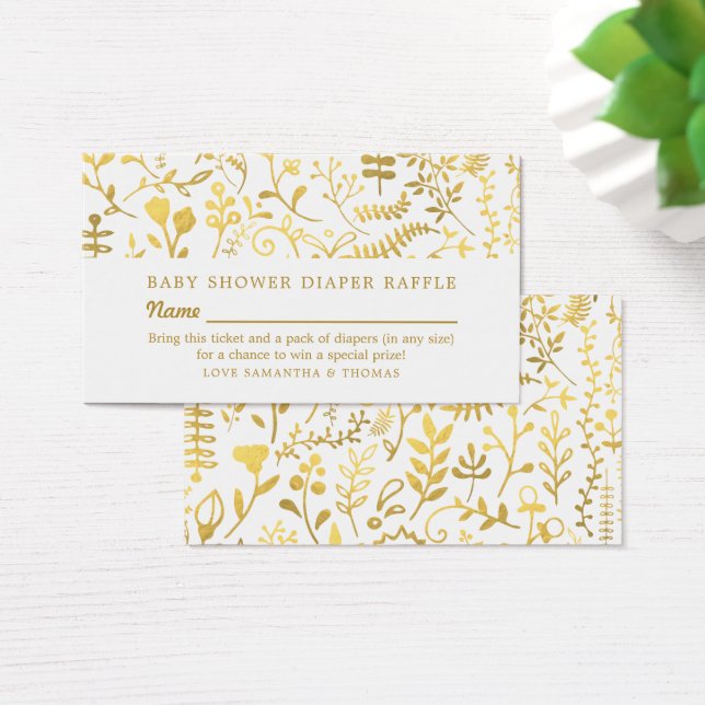 White & Gold Oriental Floral, Diaper Raffle Ticket (Desk)