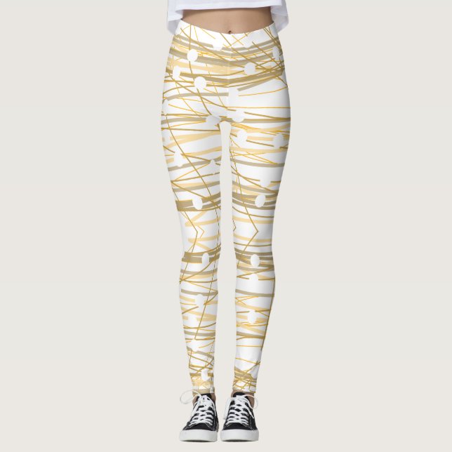 White Gold Pattern Leggings (Front)