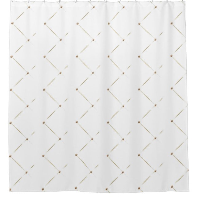 WHITE GOLD PATTERN SHOWER CURTAIN (Front)