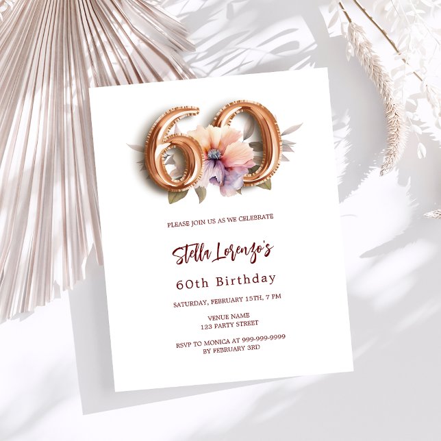 White gold peach floral budget 60th birthday (Creator Uploaded)