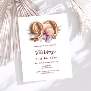 White gold peach floral budget 90th birthday