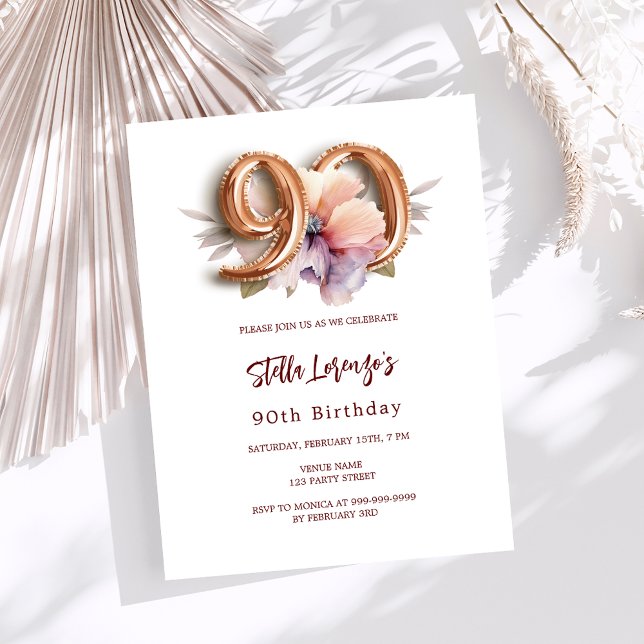 White gold peach floral budget 90th birthday (Creator Uploaded)