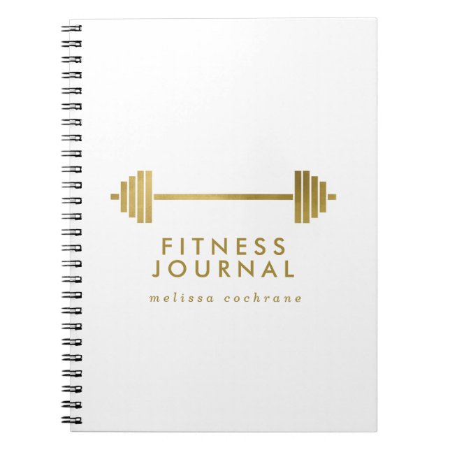 White & Gold Personalised Fitness Journal (Front)
