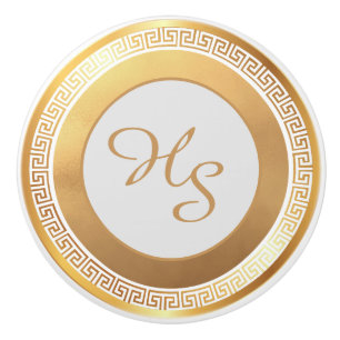 White Gold Personalised Monogram Ceramic Knob