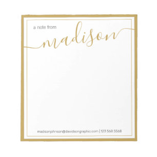 White Gold Personalised Name From The Desk Of Notepad