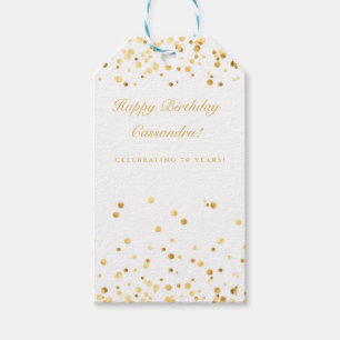 White & Gold Personalized Birthday Gift Tags