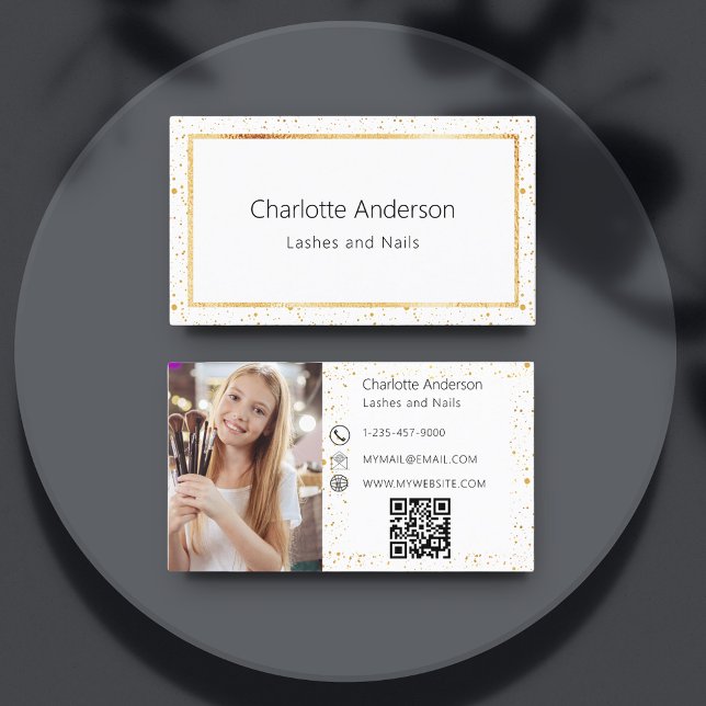 White gold photo modern QR code Business Card (Creator Uploaded)