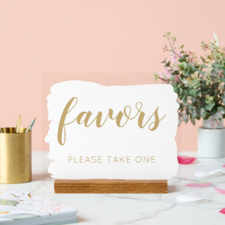 White Gold Please Take One Wedding Favours  Acrylic Sign