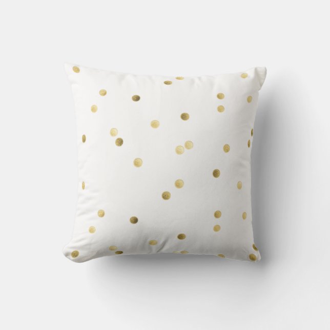 White Gold Polka Dot Decorative Pillows (Front)