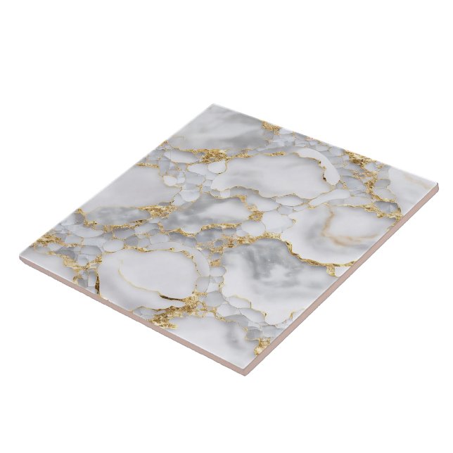 White Gold Popular Marble Agate Collection Ceramic Tile (Side)