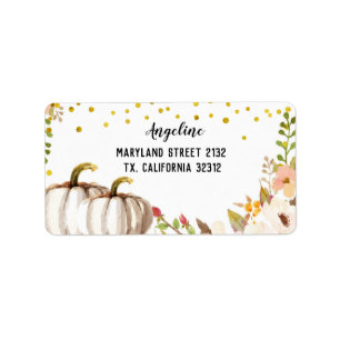 white & gold pumpkin Address Label