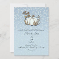 White & Gold Pumpkin Blue Grey Cinderella Wedding