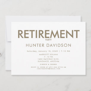 White & Gold Retirement Party  Invitation