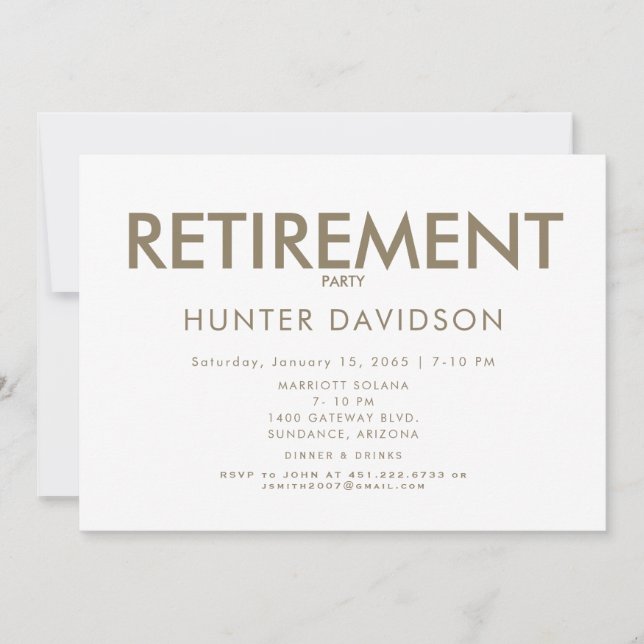 White & Gold Retirement Party  Invitation (Front)
