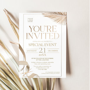 White Gold Ribbon Cutting Corporate Special Event Invitation