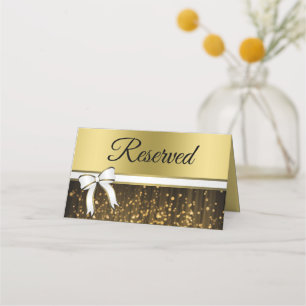White & Gold Ribbon Wedding Reserved Place Cards