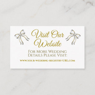 White & Gold Ribbon Wedding Website Enclosure