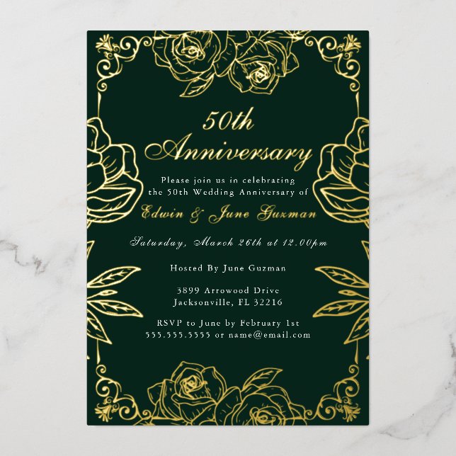 White Gold Rose Garden 50th Wedding Anniversary  (Front)