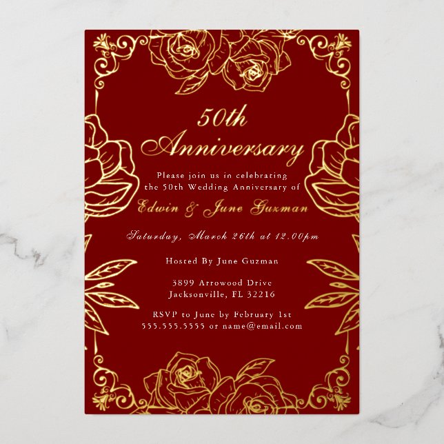 White Gold Rose Garden 50th Wedding Anniversary  (Front)
