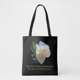 "White Gold Rose" Tote Bag
