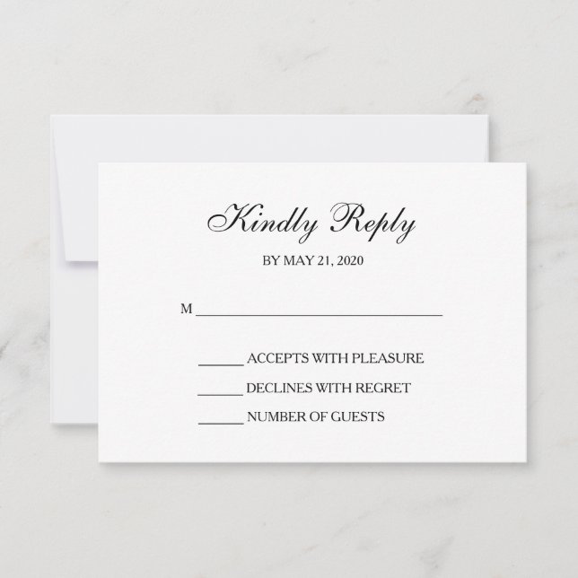 White & Gold RSVP Wedding Response Cards (Front)