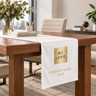 White gold salon business logo long table runner