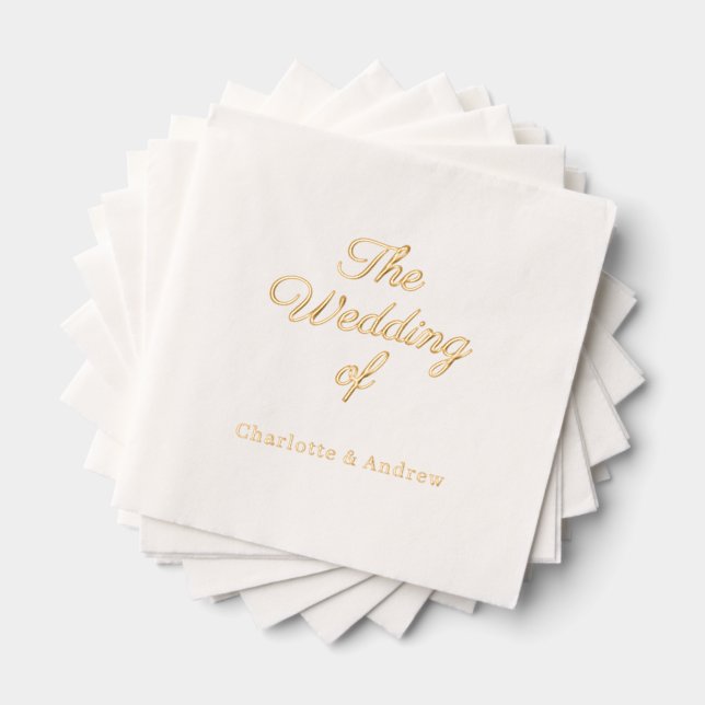 White gold script luxury Wedding  Foil Napkins (Insitu (Stacked))
