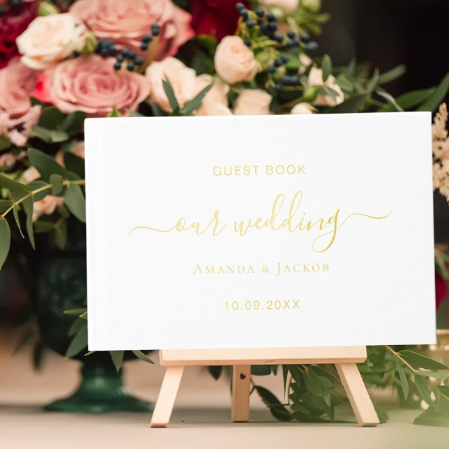 White gold script wedding  guest book (Creator Uploaded)
