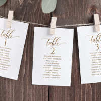 White & Gold, Seating Plan Cards with Guest Names
